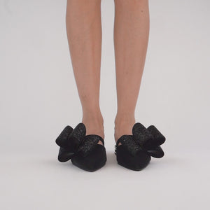 ANGIE BLACK GLITTER FLATS