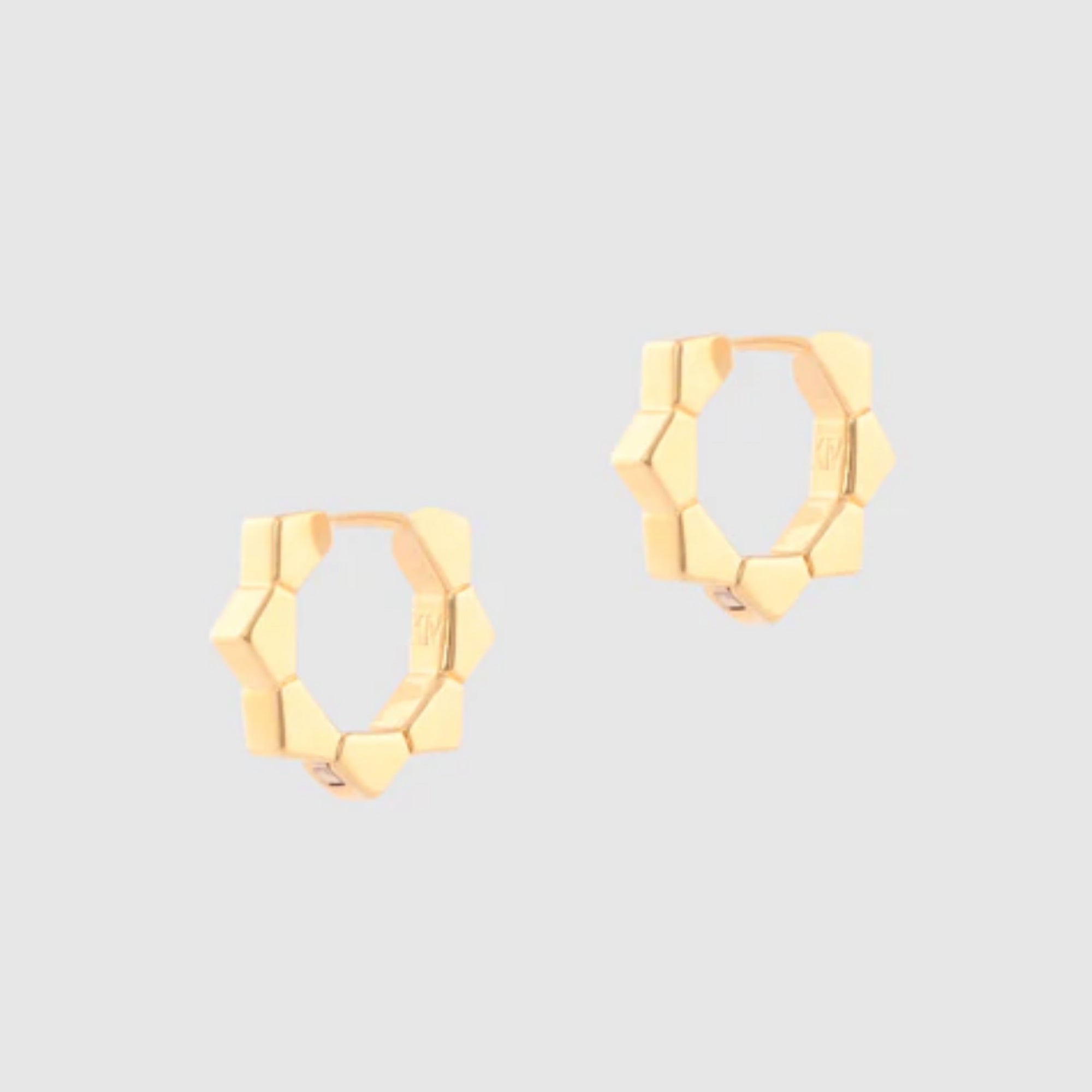 KM JEWELRY: PRISM STUD HUGGIE HOOP EARRINGS