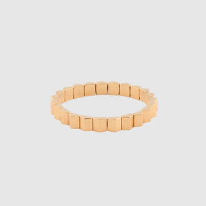 KM JEWELRY: MEGA PRISM STUD ELASTICATED BEAD BRACELET GOLD